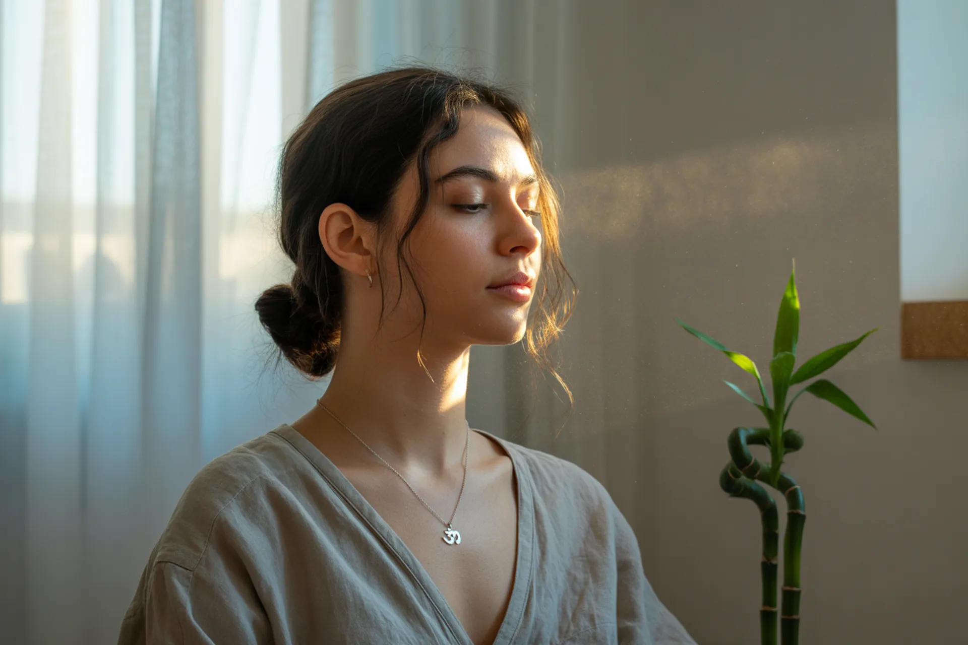 Persona practicando mindfulness en la vida cotidiana bajo la luz del sol