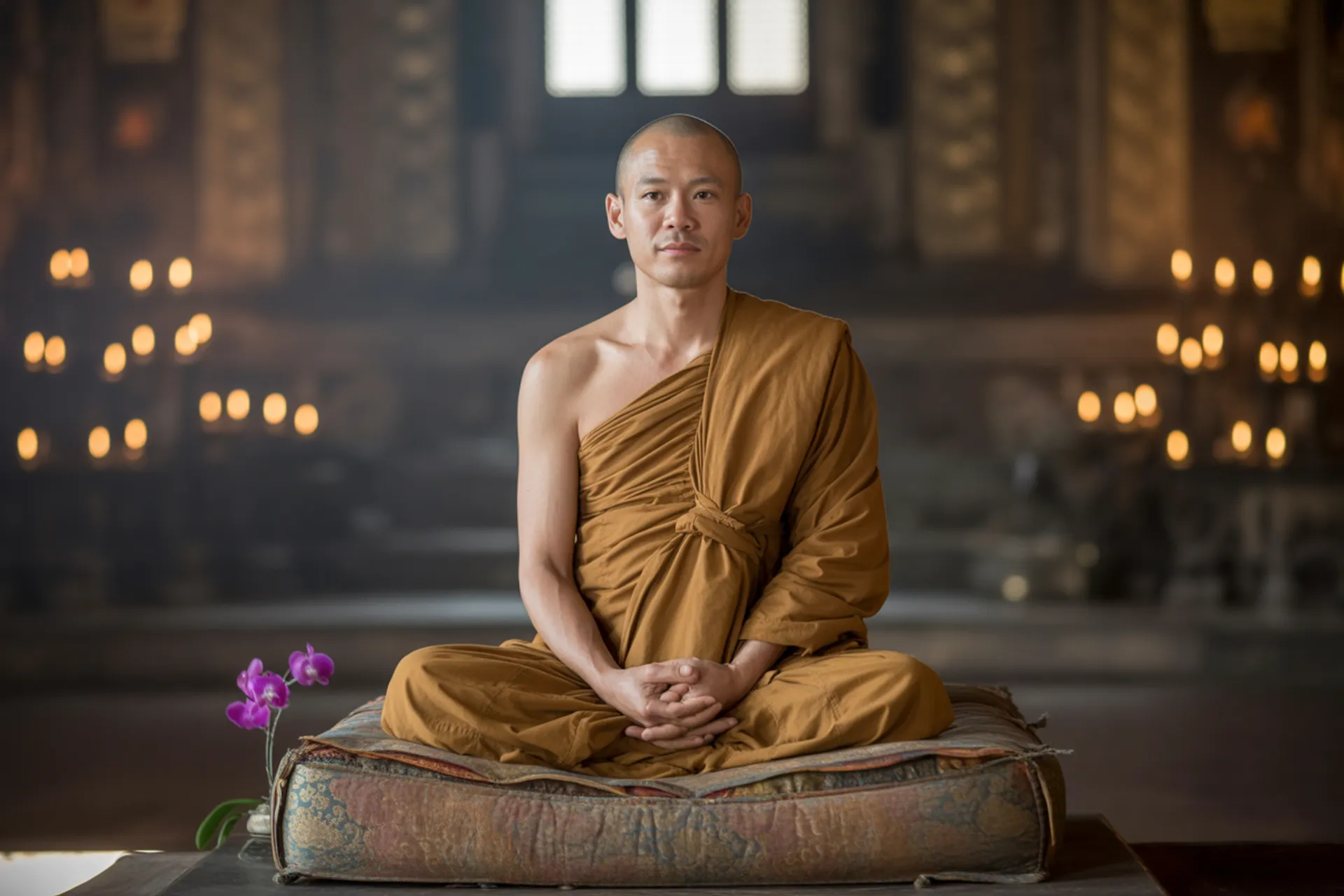 Meditación Metta: Ilustración de una persona meditando en calma irradiando compasión