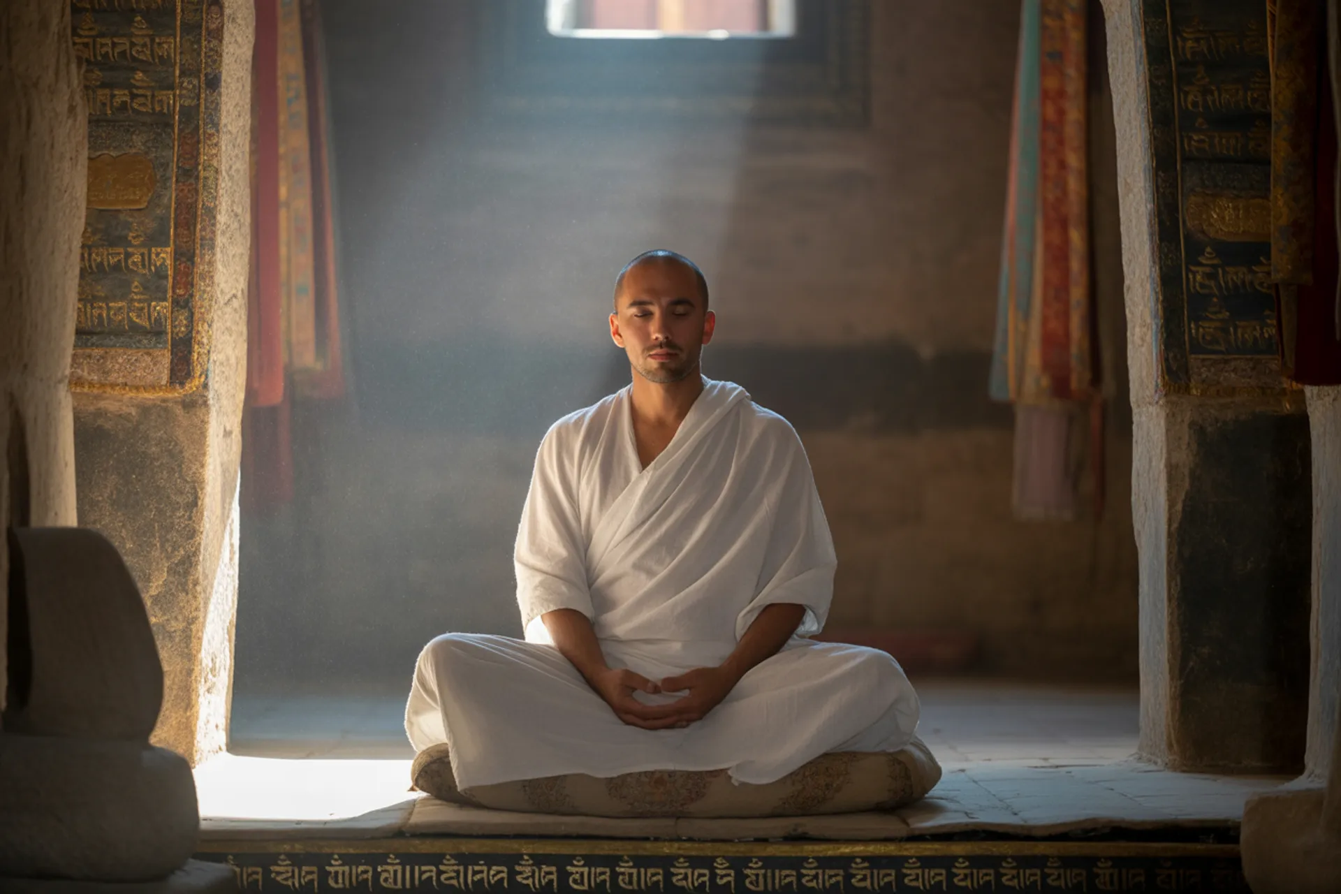 Persona meditando al atardecer, símbolo de inteligencia emocional