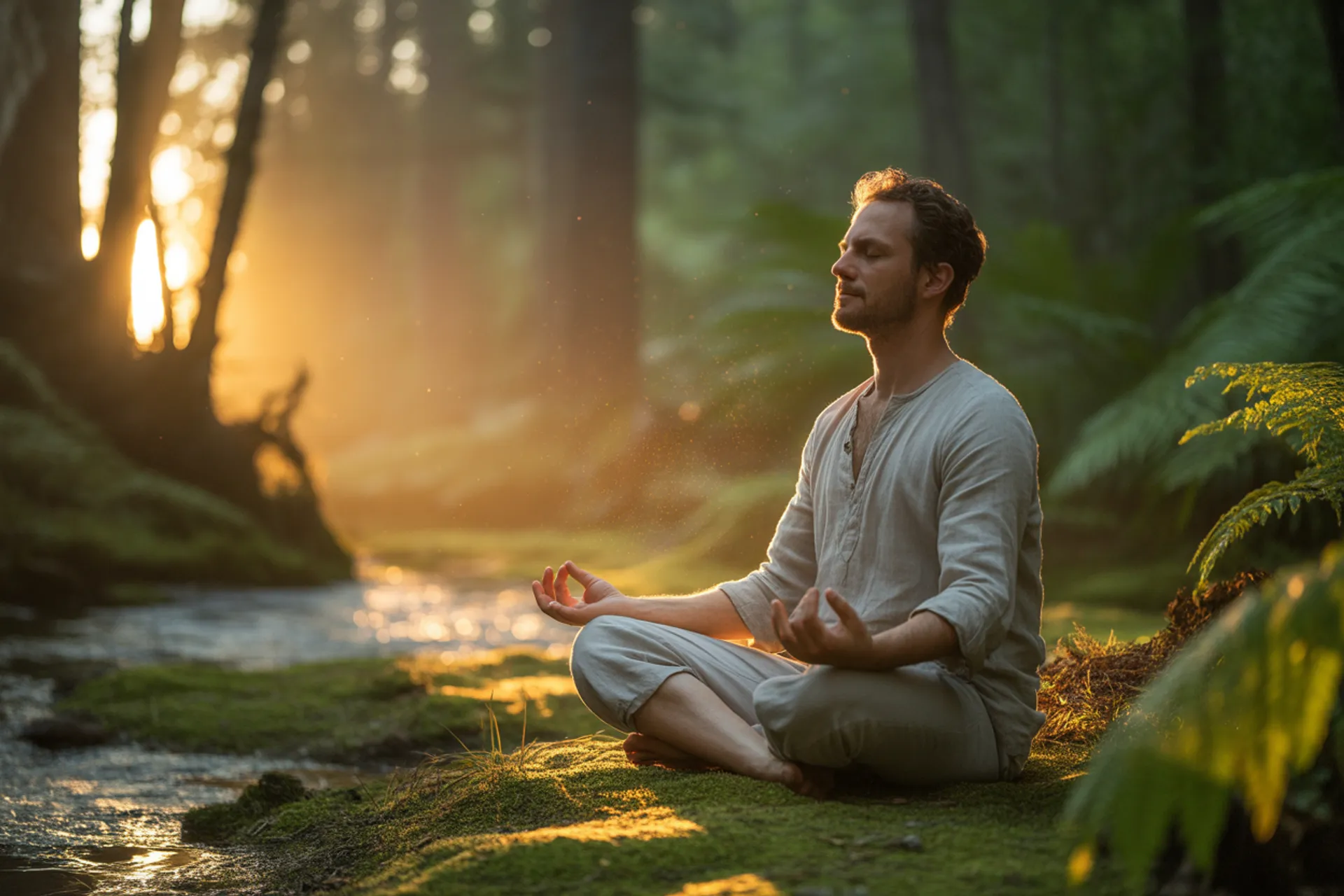 Persona practicando meditación Vipassana en un entorno natural