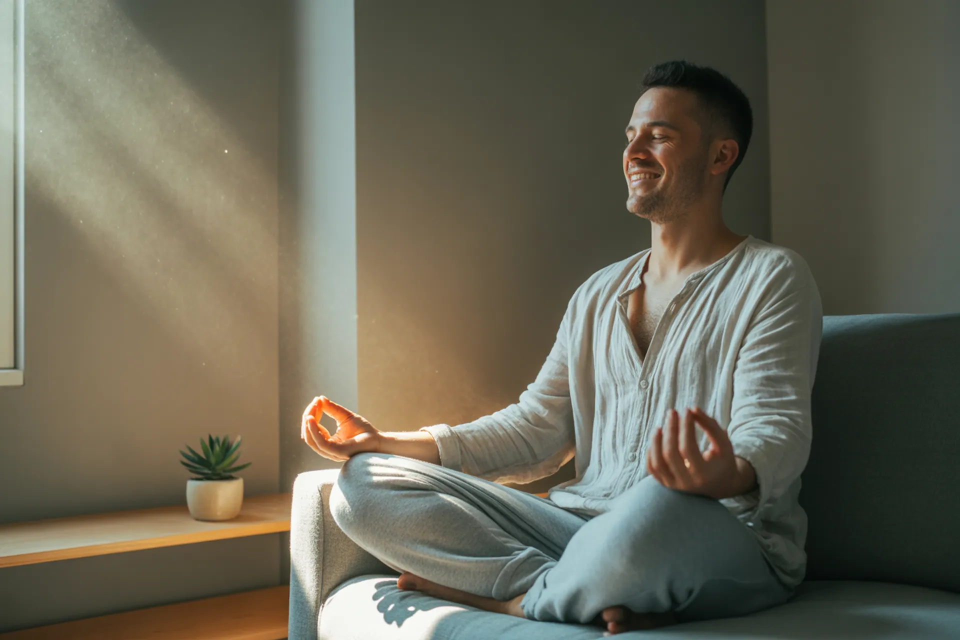 Persona meditando en la naturaleza, simbolizando el fin de la rumiación mental