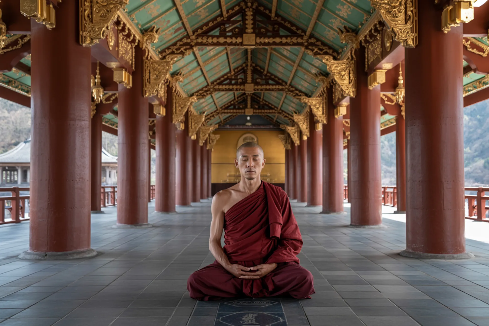 Persona practicando Zazen en un entorno natural