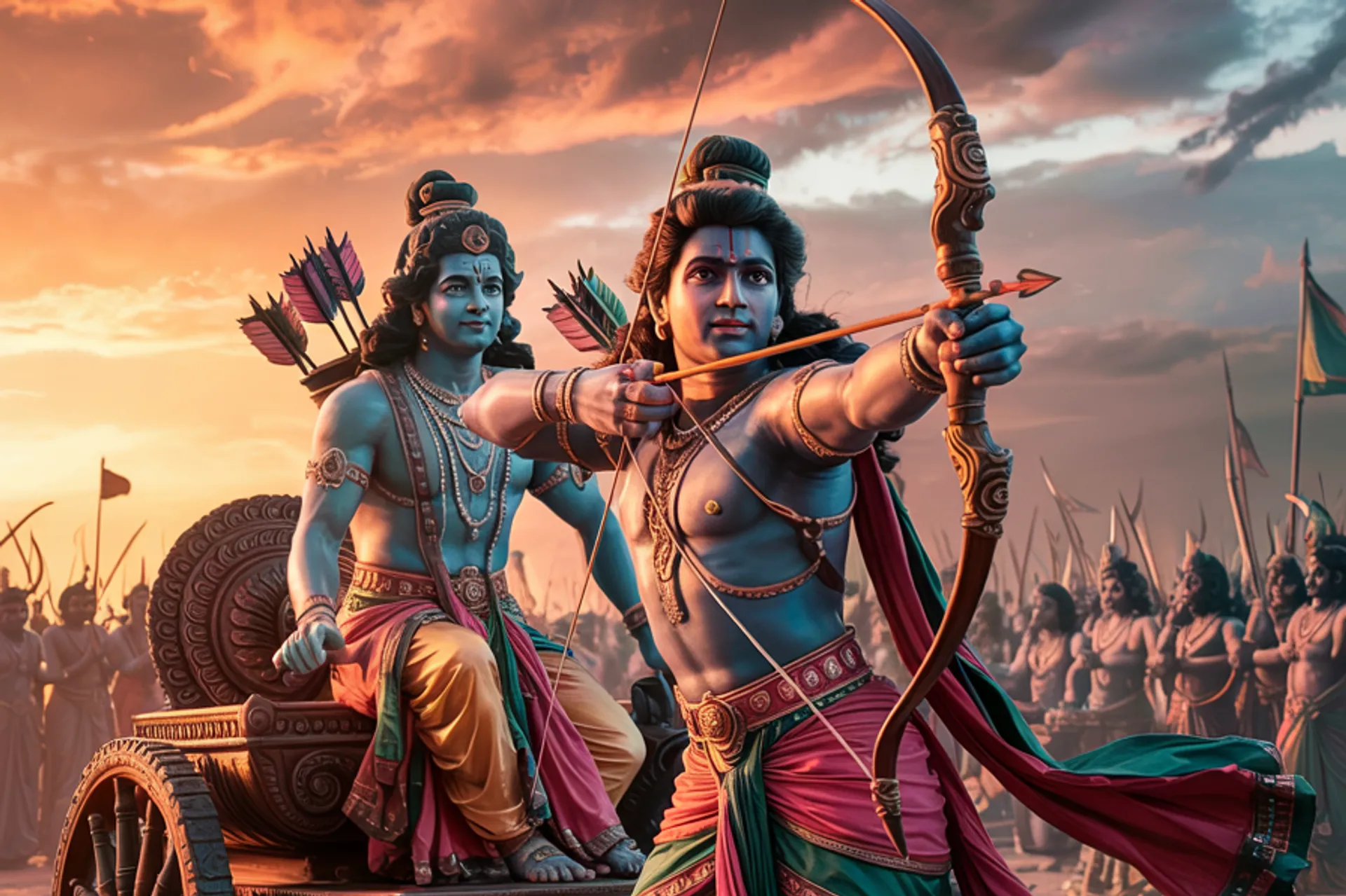 Arjuna y Krishna en la guerra de Kuruksetra